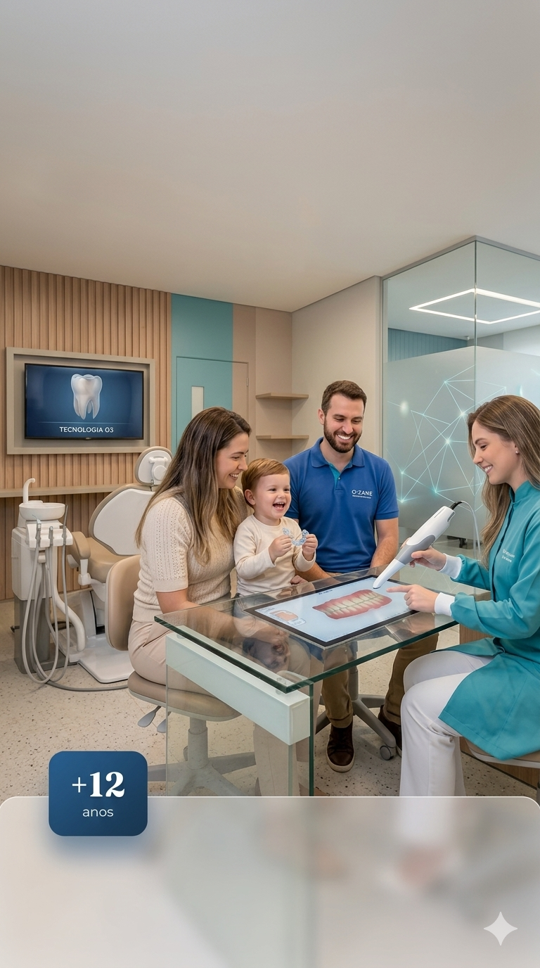 Família em consulta odontológica na O-ZANE DemoOdonto